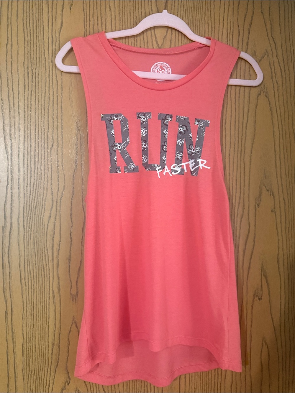SO Coral Graphic‎ 'RUN FASTER' Girls' Athletic Tank
